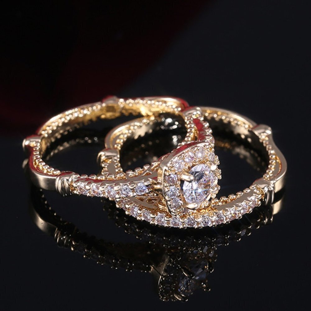 💎 Dainty Square Full Gems Zircon Gold Luxury Ring for Women, INDN8237
